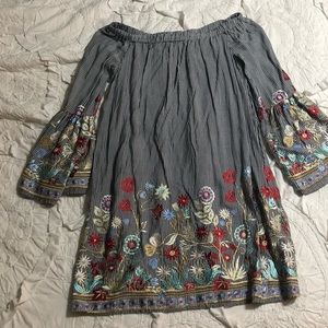 Embroidered off the shoulder dress